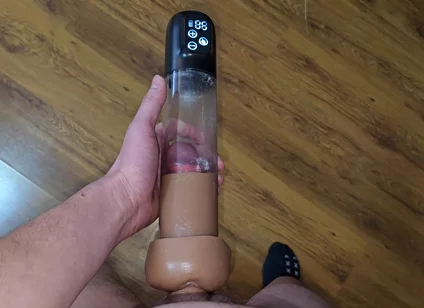 After Orgasm - Pumping My Cock in a Cum-filled Vacuum Pump