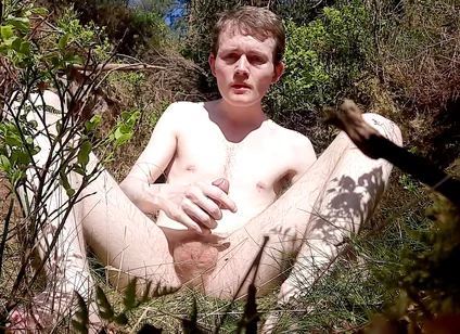 Naked in the Forest Jerking off