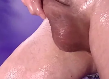 Femboy Plays with His Big Oily Cock and Squirts Cum