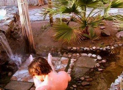 Cooling Down with His Uncut Cock