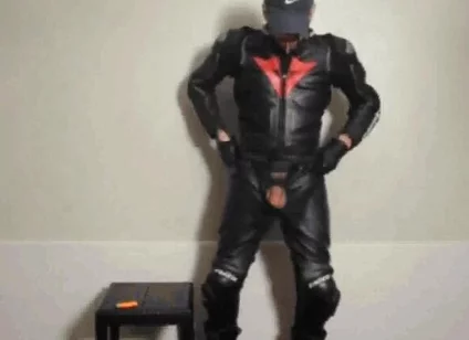 leather biker gear cum load