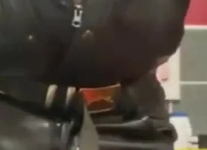 Leather Muscle Dad Smoking Solo Cock Scene