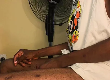 Skinny African Boy First Cum on Cam
