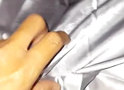 Masturbating Wearing Silver Satin Long Dress in Car