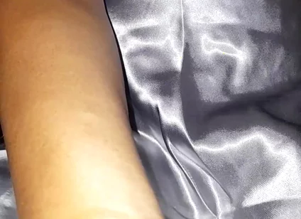 Masturbating Wearing Silver Satin Long Dress in Car