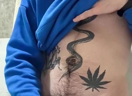 Revaz Masturbates Her Dick and Cums