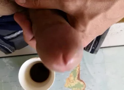 Hot Guy Jerking off to Put Some Milk in His Coffee