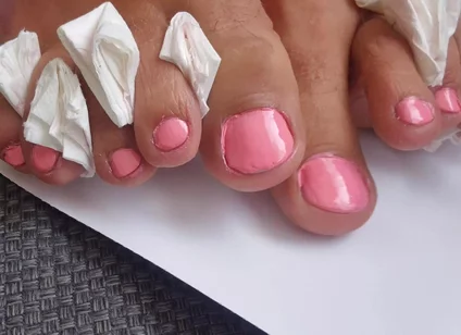 I'm Polishing My Feet and Finger Nails in Pink