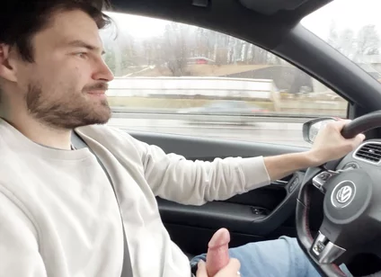 Almost Crashed the Car When I Jerked Him off and Him After His Orgasm