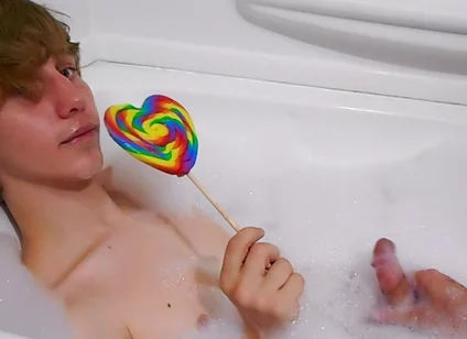 Age play handjob in the bathtub