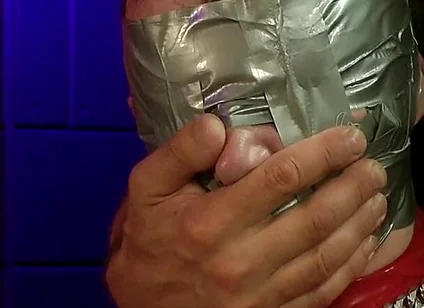 Rikki Tape Gagged & Face Slapped Latex Bound on Chair, Full Head Wrap