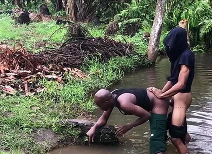 Nigerians Boys Where Caught Having Sex Inside a Swamp River with Bushes Rounding Them