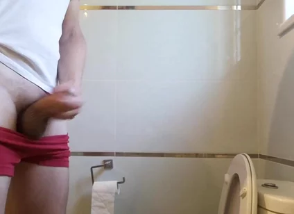 Filming Myself Jerking off Into the Toilet
