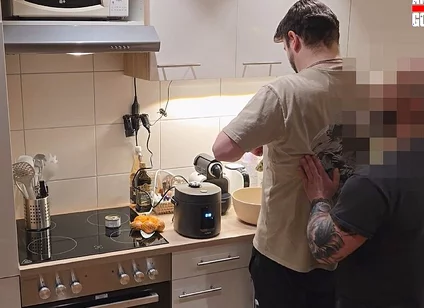 Straight Curious Guy Steven First Time Getting Fucked Bareback After Mutual Blowjob in the Kitchen