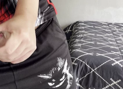 Nerd Wearing Gengar Shorts Masturbating Intensely