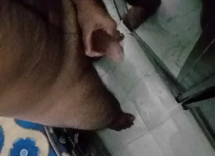 Oiling my big dick in the bedroom and masturbating Infront of mirror