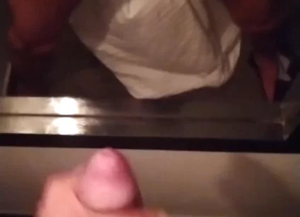 Thick Dick Mirror Tease with Spit on the Tip and Slow Rubs