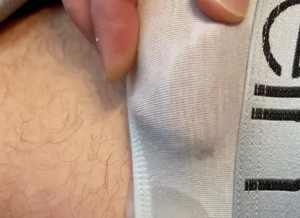 Frenulum Orgasm and Cum by Rubbing My Dick Through My Briefs