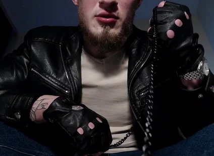 Alpha in Leather Spits, Feeds Domination.