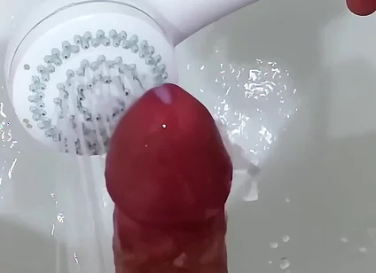 Shower Head Frenulum Orgasm and Cum