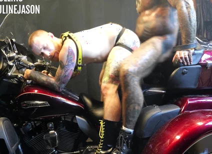 Jason Collins, Trevor Stone And Seamus O'reilly In Motorcycle Cigar Fuck With Seamus Oriley