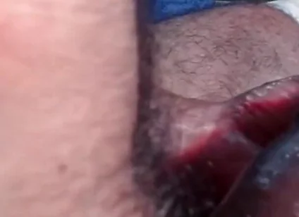 Dark-skinned Latino Man Playing with His Sex Toy and Masturbating His Thick, Uncut Cock