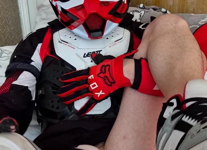 In Biker Gear, He Brought to Orgasm