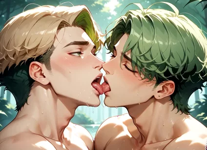 Green-haired Forest Muscles: Gay Cum Shot