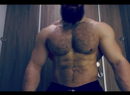 Hard breathing, musculine scent, bulging veins and muscles