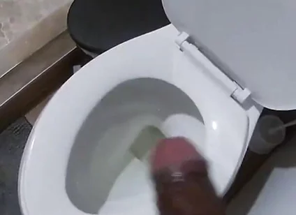 Stroking My BBC Peeing in the Toilet POV