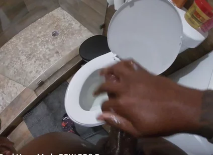 Stroking My BBC Peeing in the Toilet POV