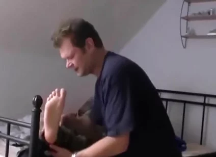 Army boots master feet licking