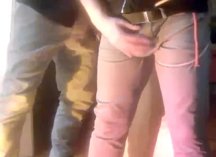 Pee Desperation: Tied up Guy Tries to Withstand While His Cock and Balls Are Played with. He Gets a Boner and Finally Wets Himself