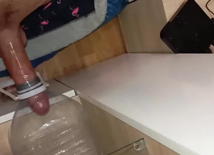 The Stud with the Big Cock Is Eager to Fuck an Ass, Cumshot in the Mouth of the Bottle!
