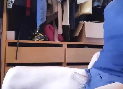 Jerking off Sitting on a Chair in a Dressing Room