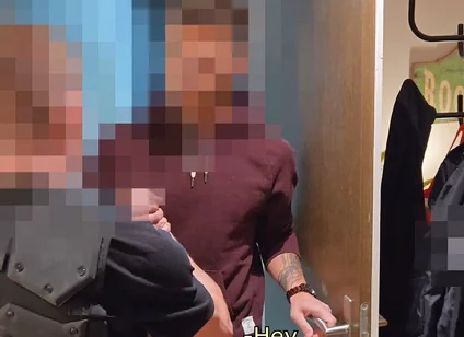 Part 1 - Straight Muscle Guy and Security Guard First Time Anal, Kissing and Blowjob While I Watch