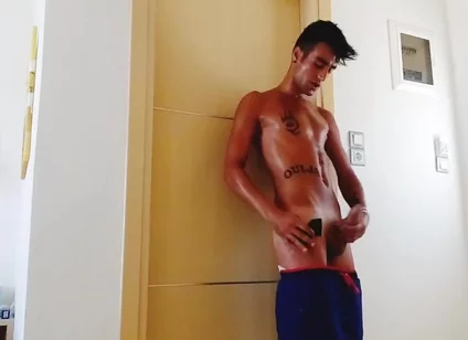Roommate Is Showering Meanwhile I Cum in His Used Sock - Oily Body
