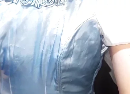 Crossdresser Cum Wearing Elegant Satin Ball Gown