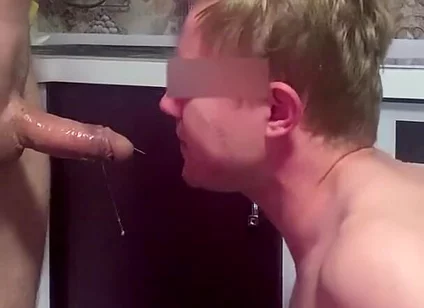 Master shoves a huge dildo down the whore's throat