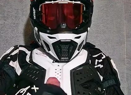 Horny Motocross Player Cumming on Boyfriend Helmet