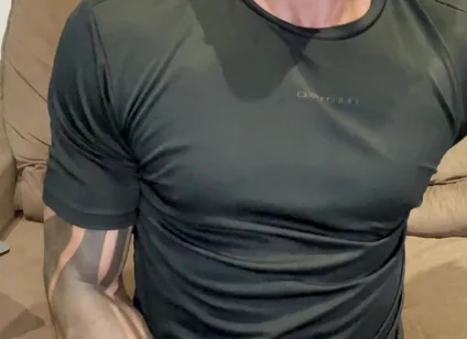 Sunday, Black T-shirt Covered of Cum!