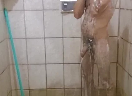 Me Taking a Shower with a Hard-on and Jerking off Until I Cum