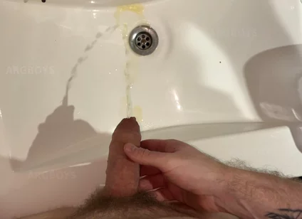 Accidental Golden Shower on My Hand While Pissing in Sink & Cumshots