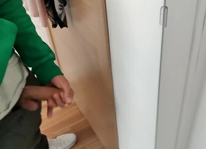 Masturb His Huge and Juicy Cock in Front of the Mirror
