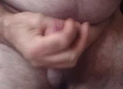 Handsome Mature Chubby with Big Fat Cock Masturbating with His Very Hard Cock Until He Cums a Lot