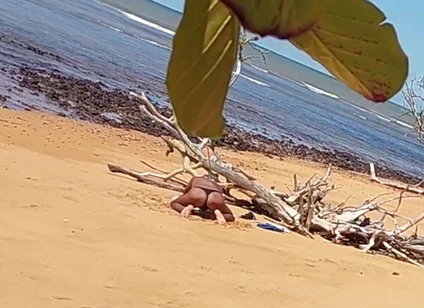 Ladysilva Was Filmed Hiding Tanning Her Hot Ass on the Beach