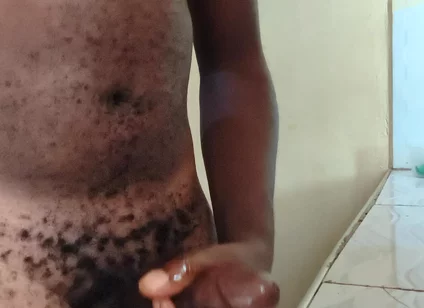 Solo Boyfriend Jerking His Hard Dick Early in the Morning and Released Load of Cum on the Kitchen Worktop