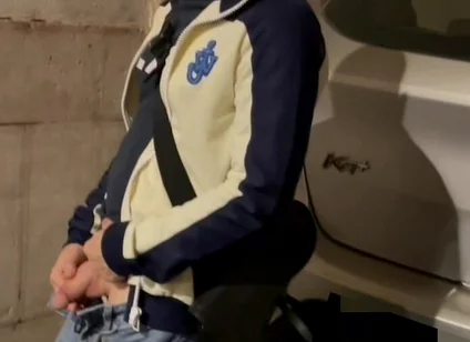Amateur Boy Taking His Fat Cut Cock Out of His Jeans and Pissing in the Street