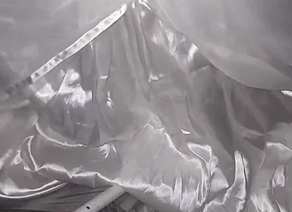 Cum Flows on Satin Wedding Dress