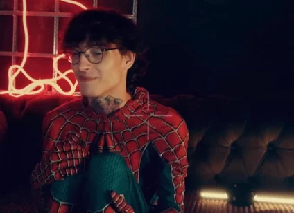 Spider Man Costume. Bottom Boy a Pose. Ass Hole